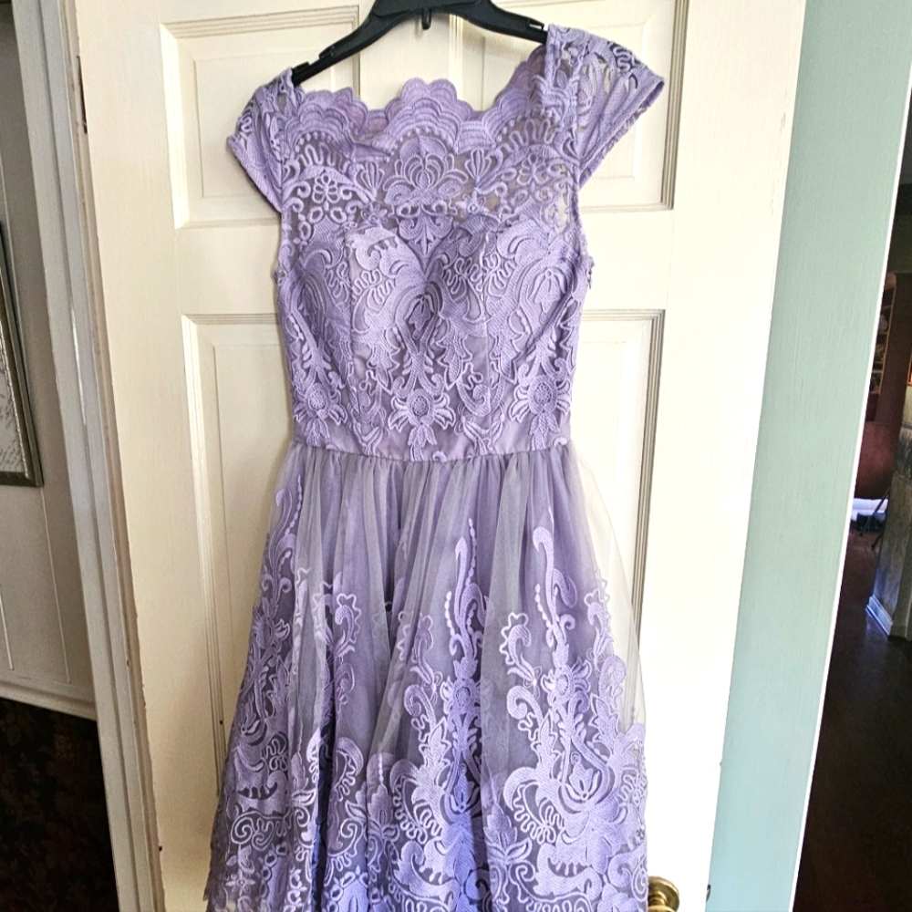Chi Chi London Elegant Lilac Lace Dress, Brand New Size 2